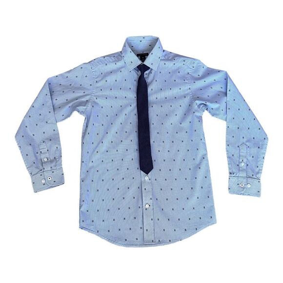 TOMMY HILFIGER | Blue | STRIPED SHIRT WITH TIE - Picture 4 of 14